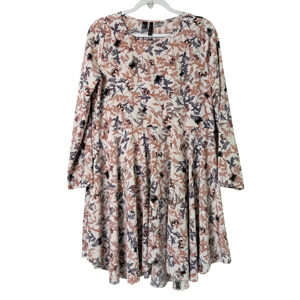 MNG Collection Mango Skater Dress Womens Medium Cream Floral Butterfly